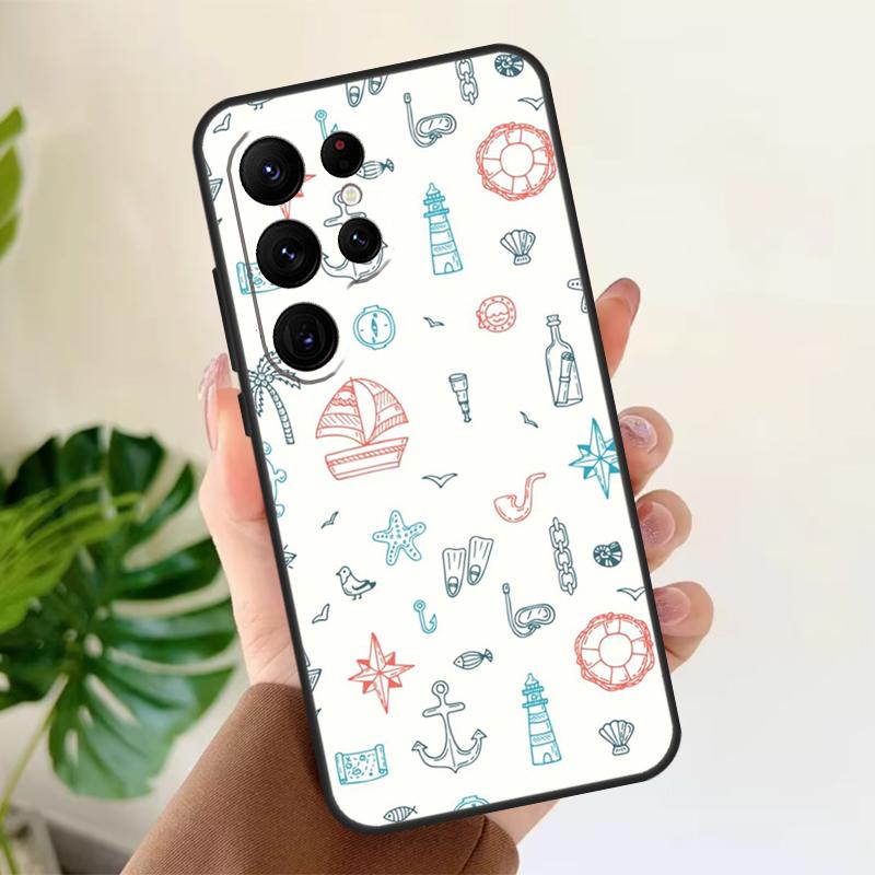 Nautical Seagull Pattern Soft Case For Samsung Galaxy S21 S22 S23 S24 S25 Ultra S9 S10 Plus S20 FE S24 FE Phone Cover