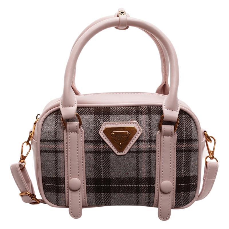 Temperament small fragrant style fashion plaid pu cloth shoulder bag handbag winter high sense messenger women's bag new