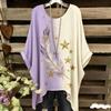 Damen Elegantes Bohemian Zweifarbiges T-Shirt - Herz & Blumendruck Mit Schmetterling Damenbekleidung Trend 2025 Grafik T-Shirts