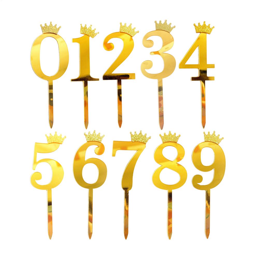 0-9 Number Cake Topper Decoration Acrylic Decorative Cupcake Decor Anniversary Happy Cake Decoration Card For Birthday