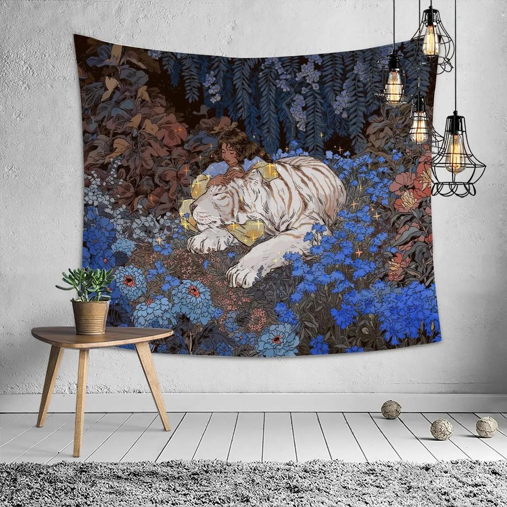 VIKAMA Mount Fuji Tapestry Japan Printed Tapestry Great Wave Off Kanagawa Wall Sofa Bedroom Festive Decorations