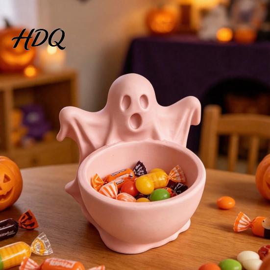 Multi Functional Storage Organizer 3D Printed Ghost Candy Bowl for Halloween Party Decorations, Multi-functional Desktop Decorative Shaped Trinkets &