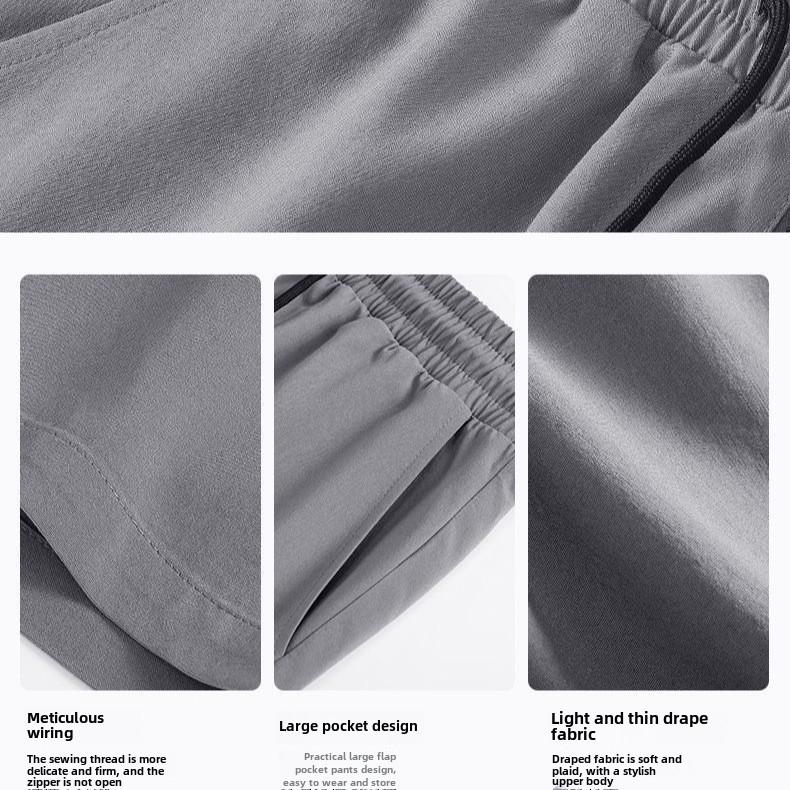 Men's Summer Black Ice Silk Casual Loose Sports Shorts