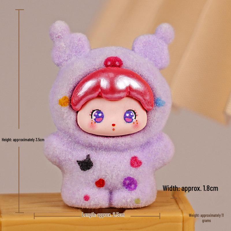 New 3D Flocking DIY Blind Box with Cute Resin Doll Ornaments