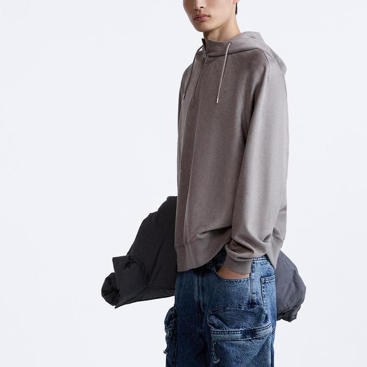 Zara Ss24 Year Of The Dragon Limited Edition Solid Color Hooded Pullover Long Sleeve Sweatshirt Men Sweatshirt Brown 6318404-700