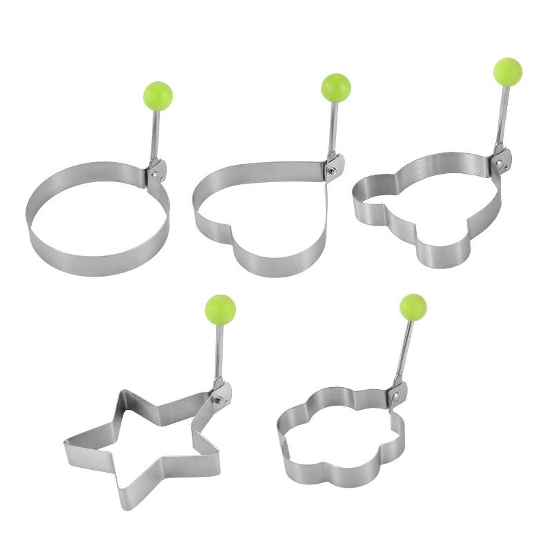 5pcs/set Egg Mold Ring Stainless Steel Round/Heart/Flower/Five-Pointed Star/ Bear Egg Mold Ring Kitchen Utensil kitchen tools