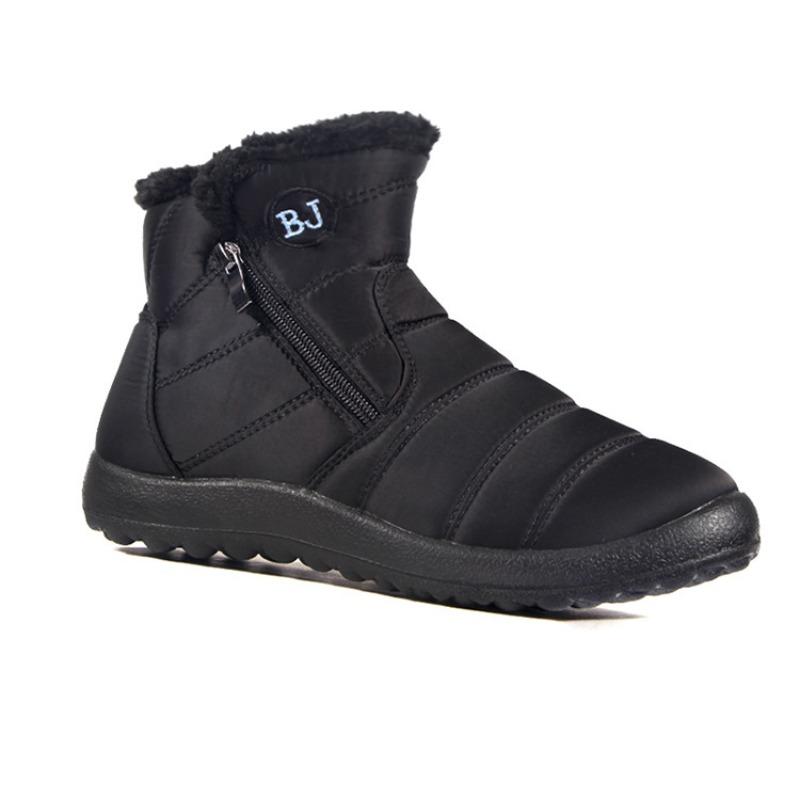 Winter cotton boots medium and old fashion zipper snow boots high flat warm cotton shoes