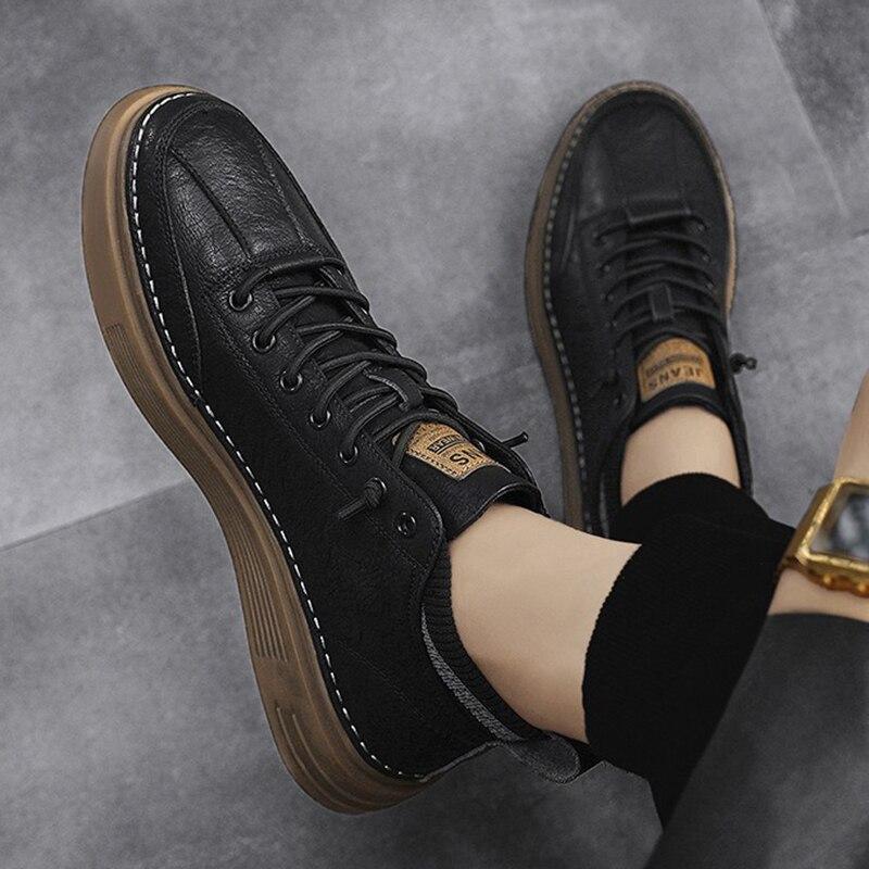 Winter Herren High-Top Casual Sportschuhe Leder Plus Samt Wärme All-Match Erhöhte Sneaker Atmungsaktives Sport-Schuhwerk