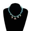 Multi Textured Starfish Pendant Necklace Combining Crystal And Pearls Charm For Layering Look Girls Clavicle Chain
