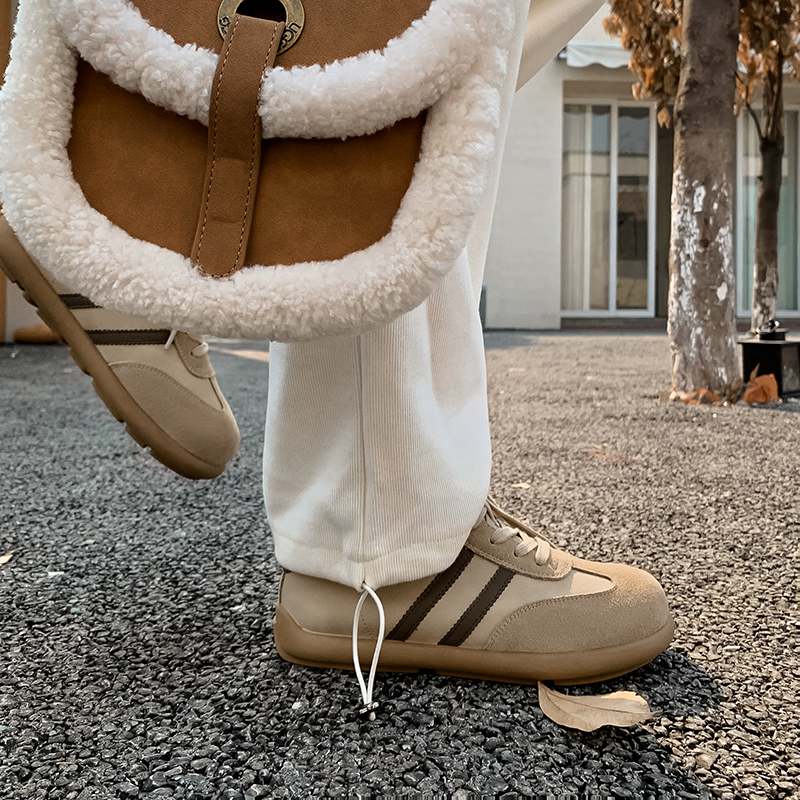 Krazing Pot Cow Skin Fur Plush Spring Autumn Summer Sneakers Flat Platform Lace Up Keep Warm Women Comfortable Casual Shoes