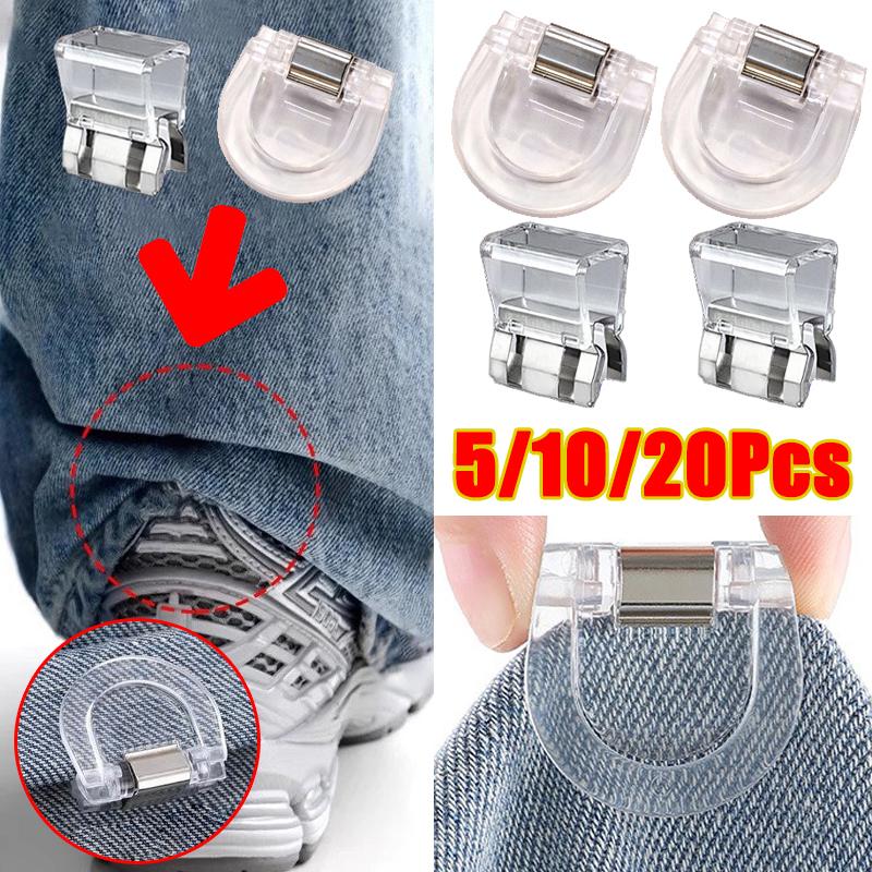 1/5/10/20Pcs Invisible Leg Shortening Clips Non-slip Pants Edge Clip Detachable Acrylic Buckle for Anti-drag Pants Hem Fixing