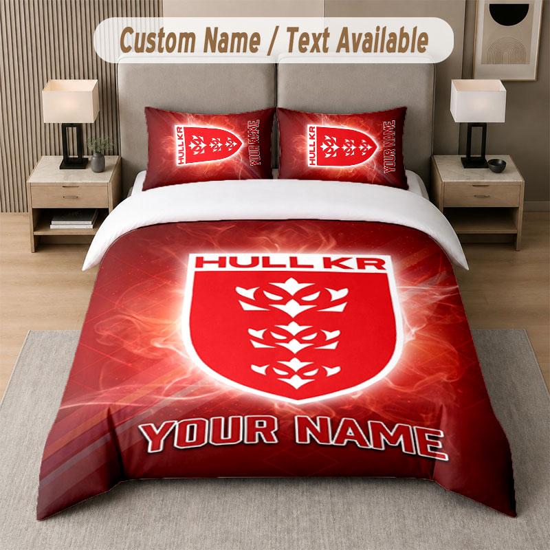 Custom Bedding Set Hull KR Pattern, Print Name Text 1 Duvet Cover Plus 2 Pillowcases Home Textile