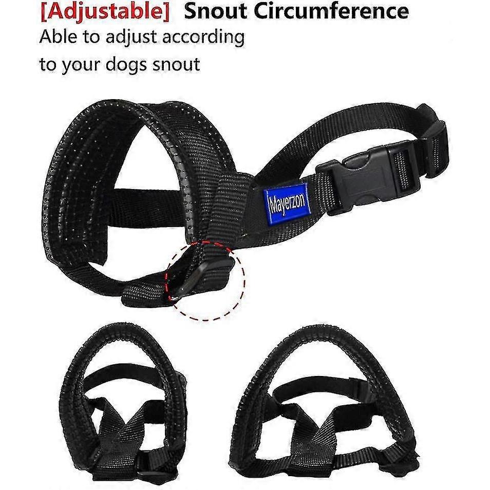Dog Muzzle Nylon Soft Padding, Adjustable Loop, Black
