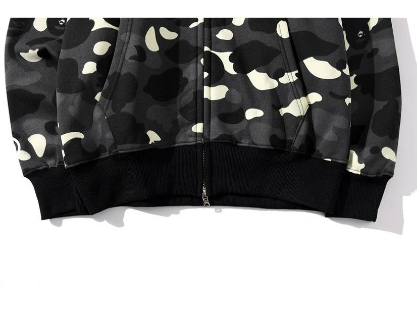 Grenzüberschreitendes Camouflage Bape Shark Leuchtendes Sweatshirt mit doppelter Kapuze