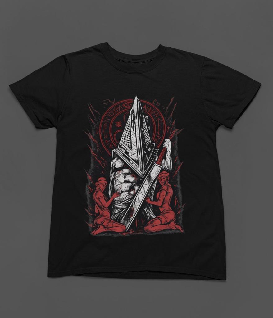 Triangle Head Silence Hill V2 Premium Unisex T-shirt, Pyramid Head Horror Illustration T-Shirt | Silent Hill Inspired Tee