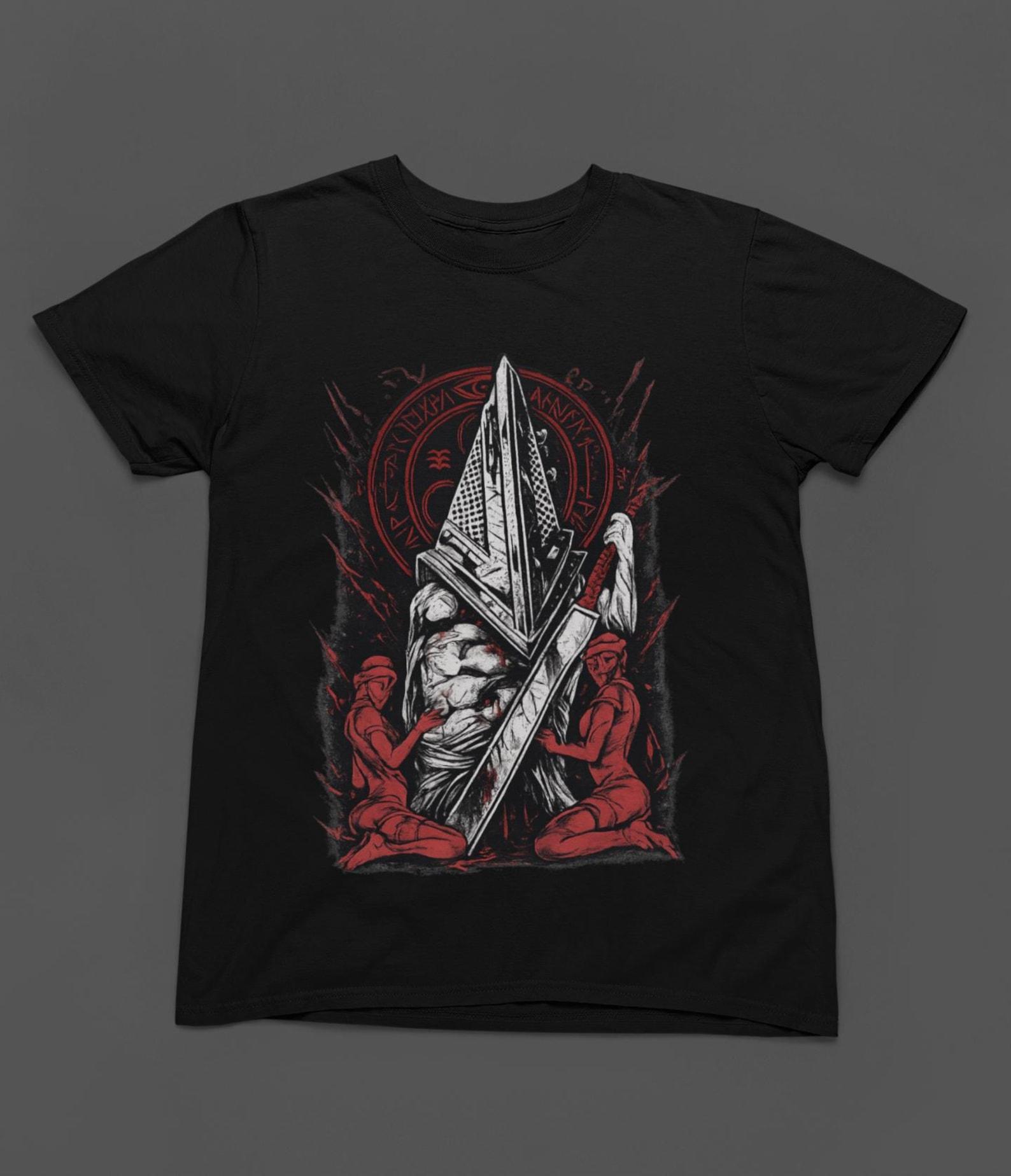 Triangle Head Silence Hill V2 Premium Unisex T-shirt, Pyramid Head Horror Illustration T-Shirt | Silent Hill Inspired Tee L