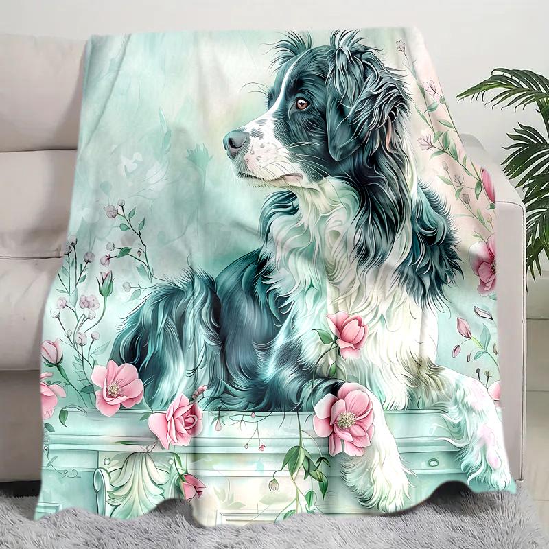 

1PC Dog cute printed blanket, all season lightweight home office outdoor nap multifunctional blanket A13 80cm x 120cm