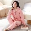 Coral fleece pajamas women's autumn and winter thickened fleece warm fat m plus size 55kg flannel loungewear set