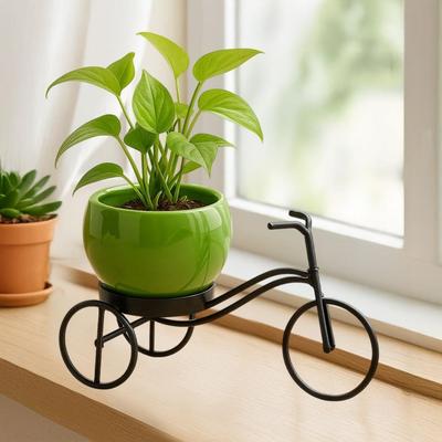 Support de Plante Métallique en Forme de Vélo pour Intérieur et Extérieur, Vase à Fleurs Métallique en Forme de Vélo, Support Décoratif en Fer pour Pot de Plante