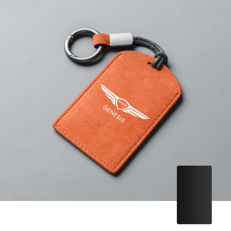 For Genesis GV60 Card 2023 G80 Pure Electric NFC Suede Leather Car Smart NFC Card Key Cover Case Protector Shell Fob Accessories