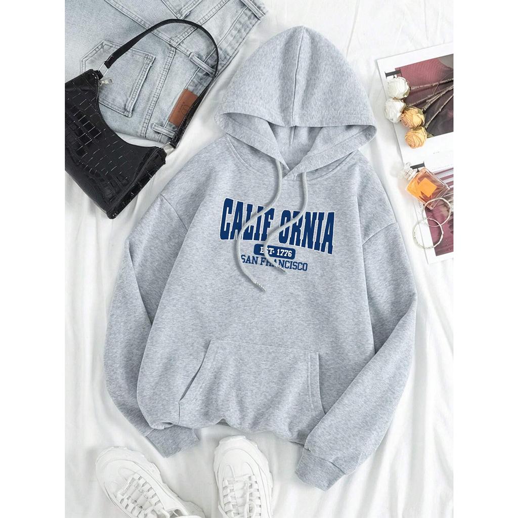 California Est 1776 San Francisco Men Women Hoodies Cute Pocket Pullovers Pattern Oversize Streetwear Fleece Couple Sportswear