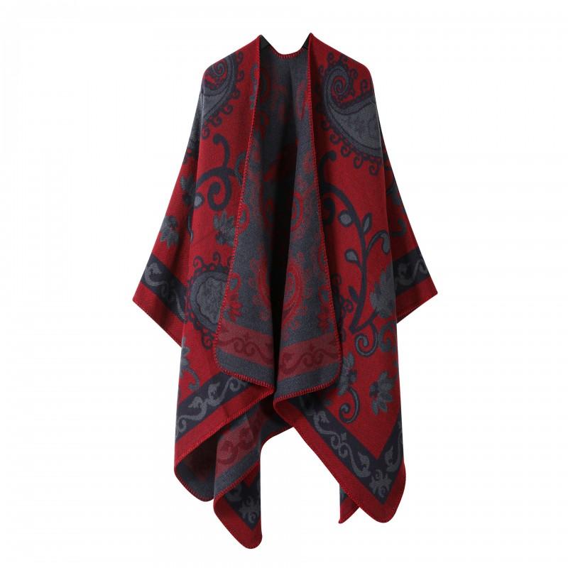Womens Oversized Knit Shawl Wrap Scarf Ethnic Warm Fleece-Like Cape Travel Winter