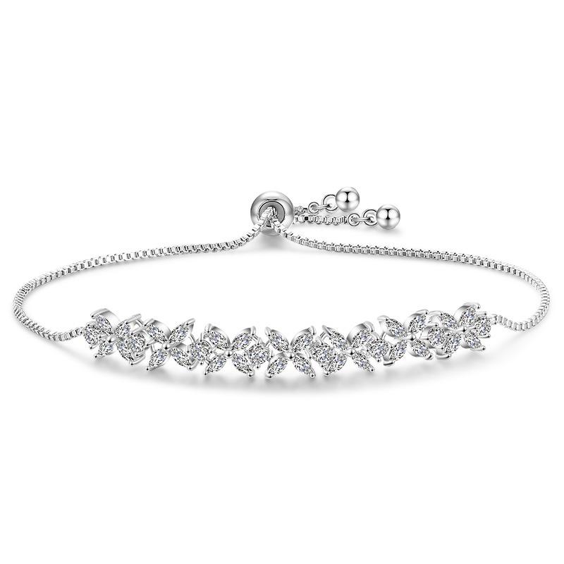 Evropský & Americký Zirkonový Náramek: Dámský niche design, jednoduchý, módní, nový push-pull styl - s6058.