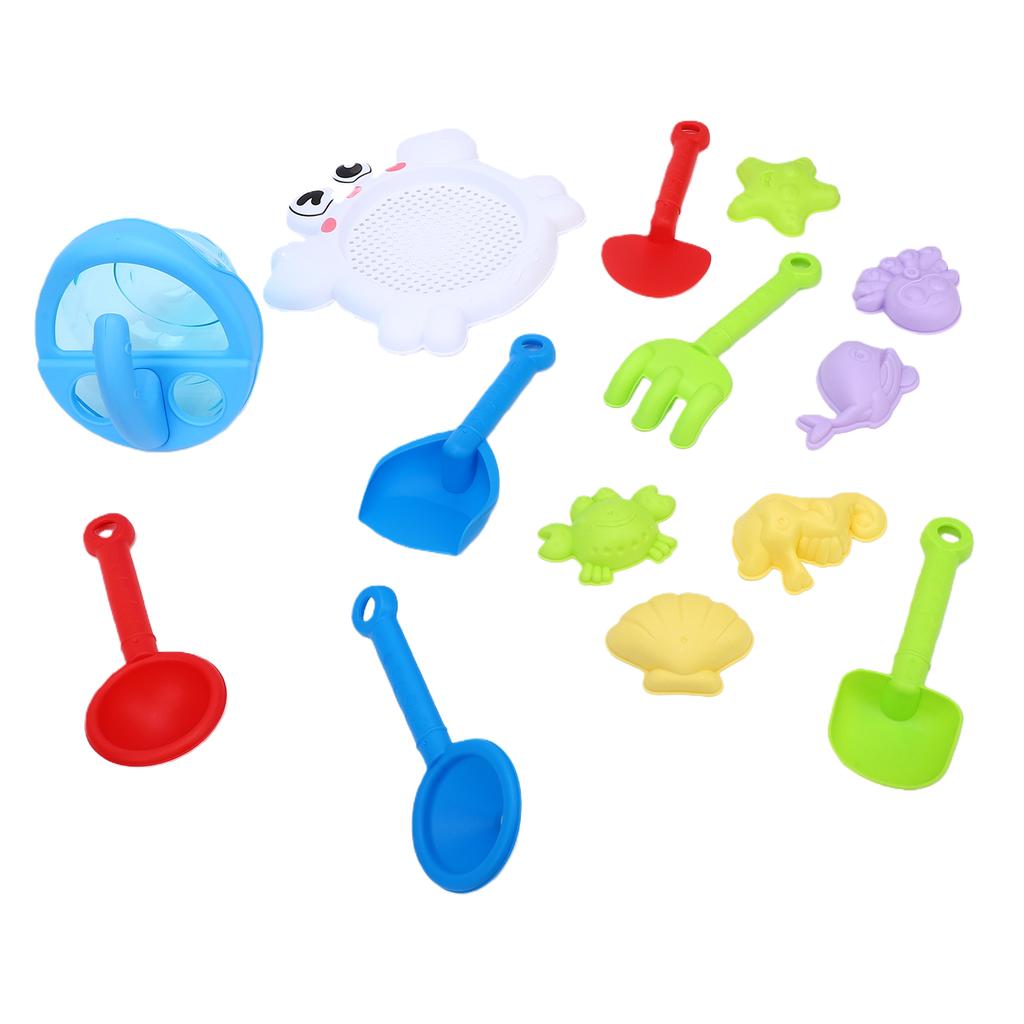 14pcs Kids Beach Toys Set Cute STEM Learning Compact Childrens Sandbox Toys with Storage Net Bag