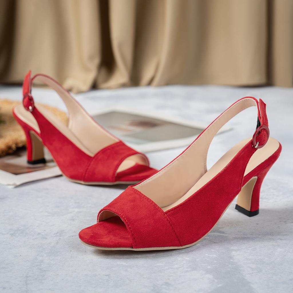 Größe 35-43 Damen High Heel Sandalen Wildleder Peep Toe Mode Schuhe für Damen Frühling Sommer Schuhwerk Zapatos De Mujer