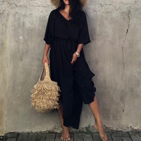 Bikini Cover Up Solid Color Split Summer Loose-fitting Sun Protection Beach