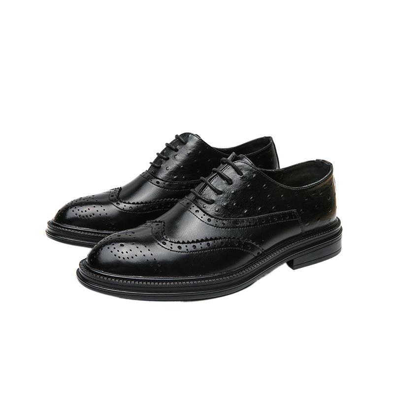 Men's Large Oxford Brogue Leather Shoes - Spring/Autumn Formal British Style