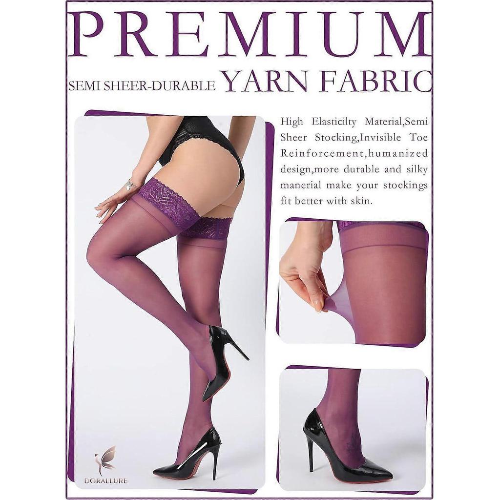 High quality brand new Thigh High Stockings Silicone Lace Top Stay Up Silky Semi Sheer Pa