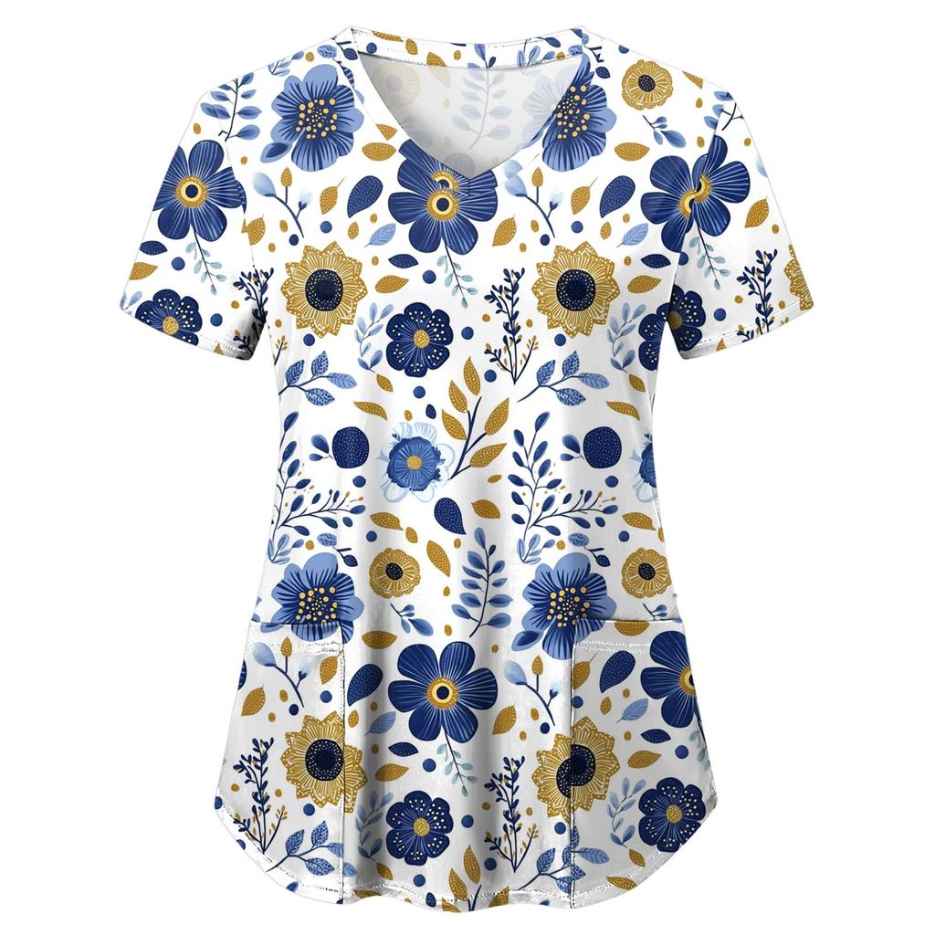 Uniforme Sanitario Enfermera Clínica Enfermería Mariposa Ropa de Trabajo Hospital Camiseta Camiseta Manga Corta Blusa Cuidadora Mujeres Trabajadoras Médico