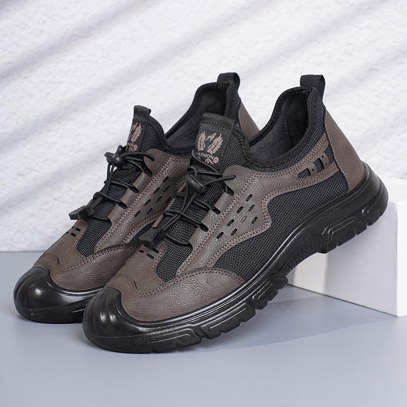 Sommer Herren Mesh Leder Atmungsaktive Freizeitschuhe Plateau Rutschfest Langlebig Werkzeugschuhe Herren Fahrschuhe Laufschuhe Neu
