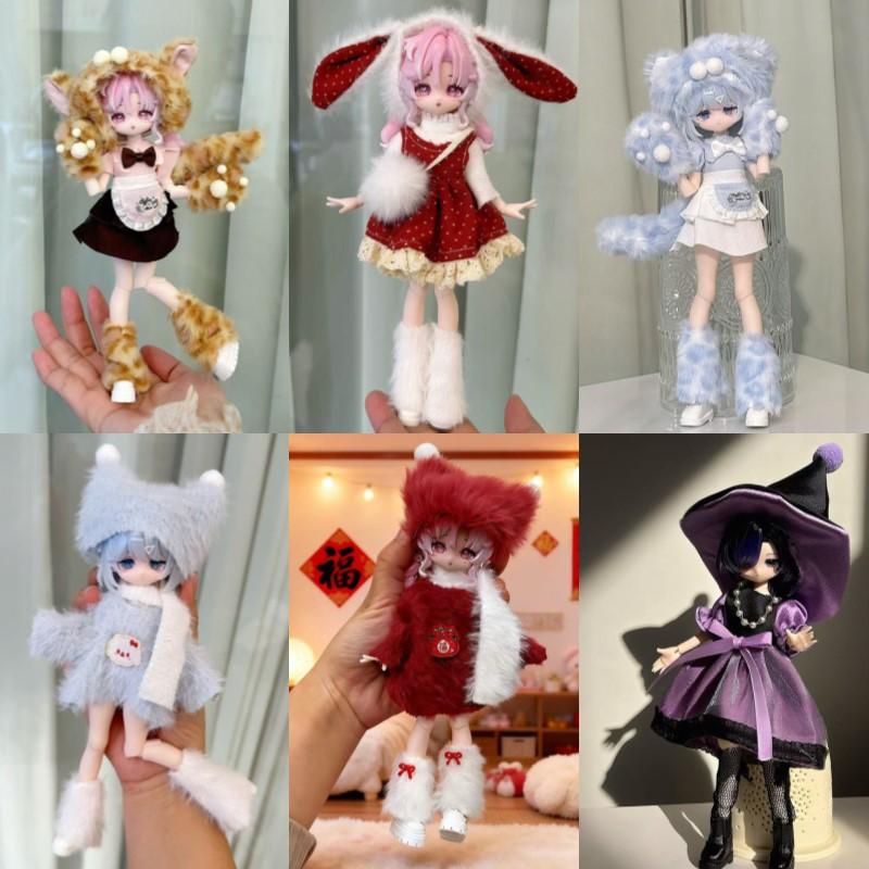 Doll Clothes Set For 1/8 1/12 Ob11 Bjd Dolls Winter Outfit Dress Up Accessories (Only Clothes)