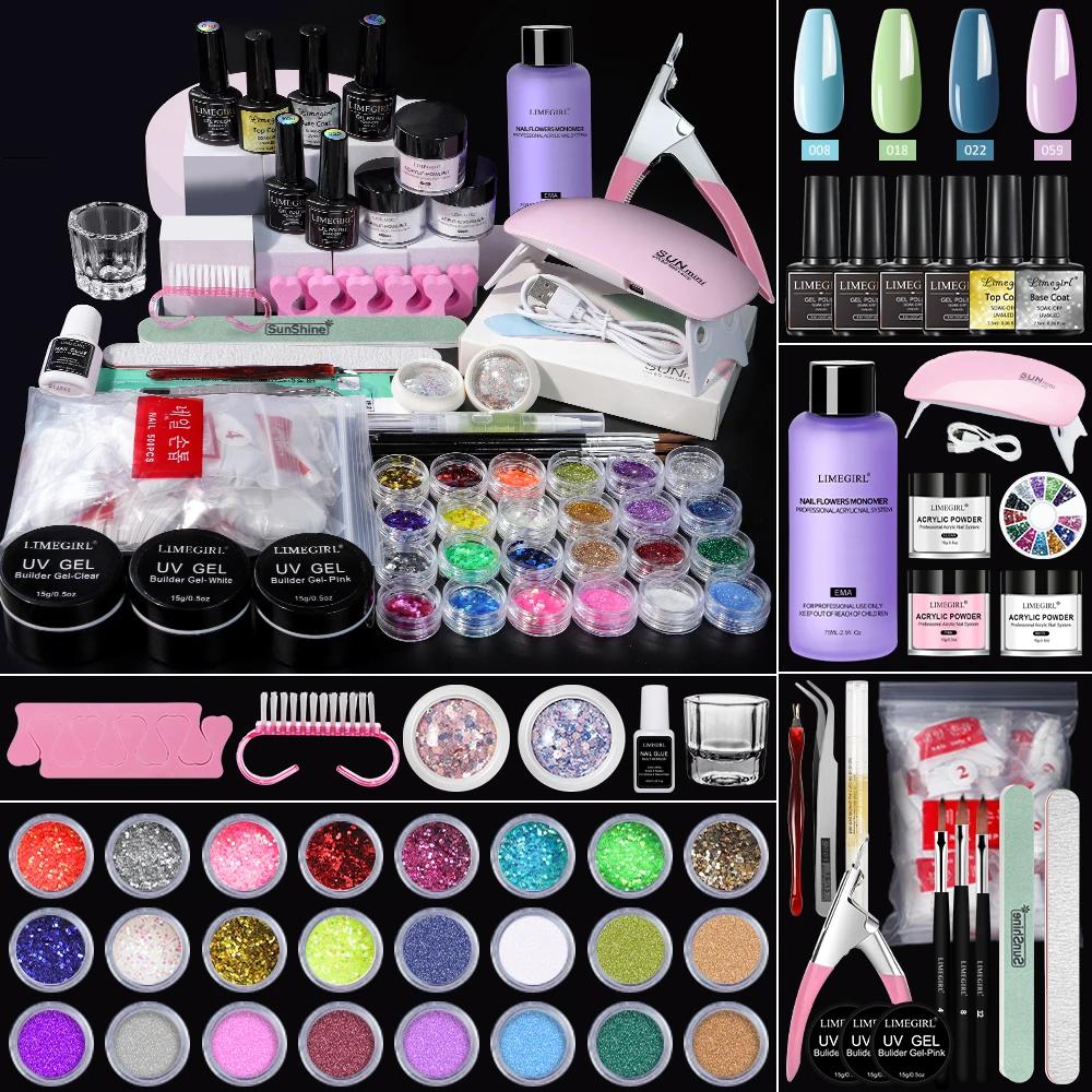

Nail Acrylic Powder Set Crystal Acrylic Liquid Nail Art Kit Nail Brushes Manicure Kit DIY Nails Tips Carving Tools For Beginners білий