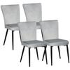 Set of 4 Dining Chairs, Accent Chairs for Kitchens and Dining Rooms, Chair Set, Velvet Look, Light Grey + Black
