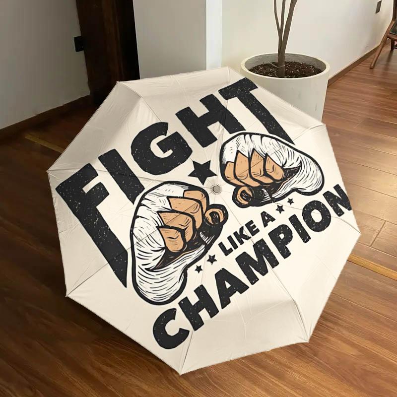 

Fight Like A Champion: Automatic Opening/Closing Umbrella with Portable Folding Design, 8-Bone Iron Frame, Outdoor, Ideal Gift for Fans, Tra