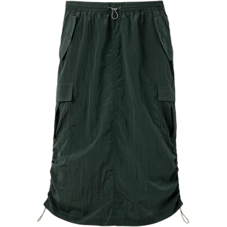 UGG Solid Color Mid-Length Gathered Casual Skirt Women skirts Forest-Green 1167379-FRSTR