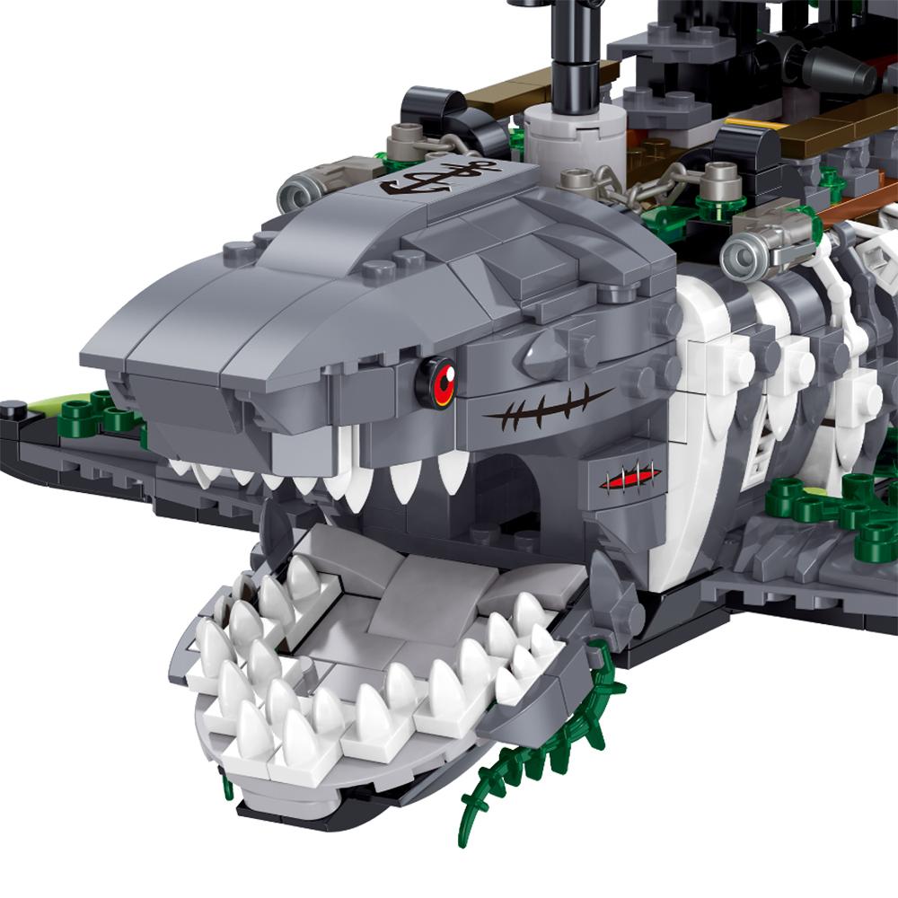 Modelo 3D de Tubarão Demônio das Profundezas do Mar Conjunto de Mini Blocos de Montar - Brinquedo de Montar DIY, Presente Ideal para Crianças Interessadas em Modelo de Vida Marinha