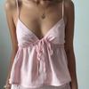2025 Summer Sweet & Spicy V-neck Lace-up Open Back Ruched Slimming Camisole for Women