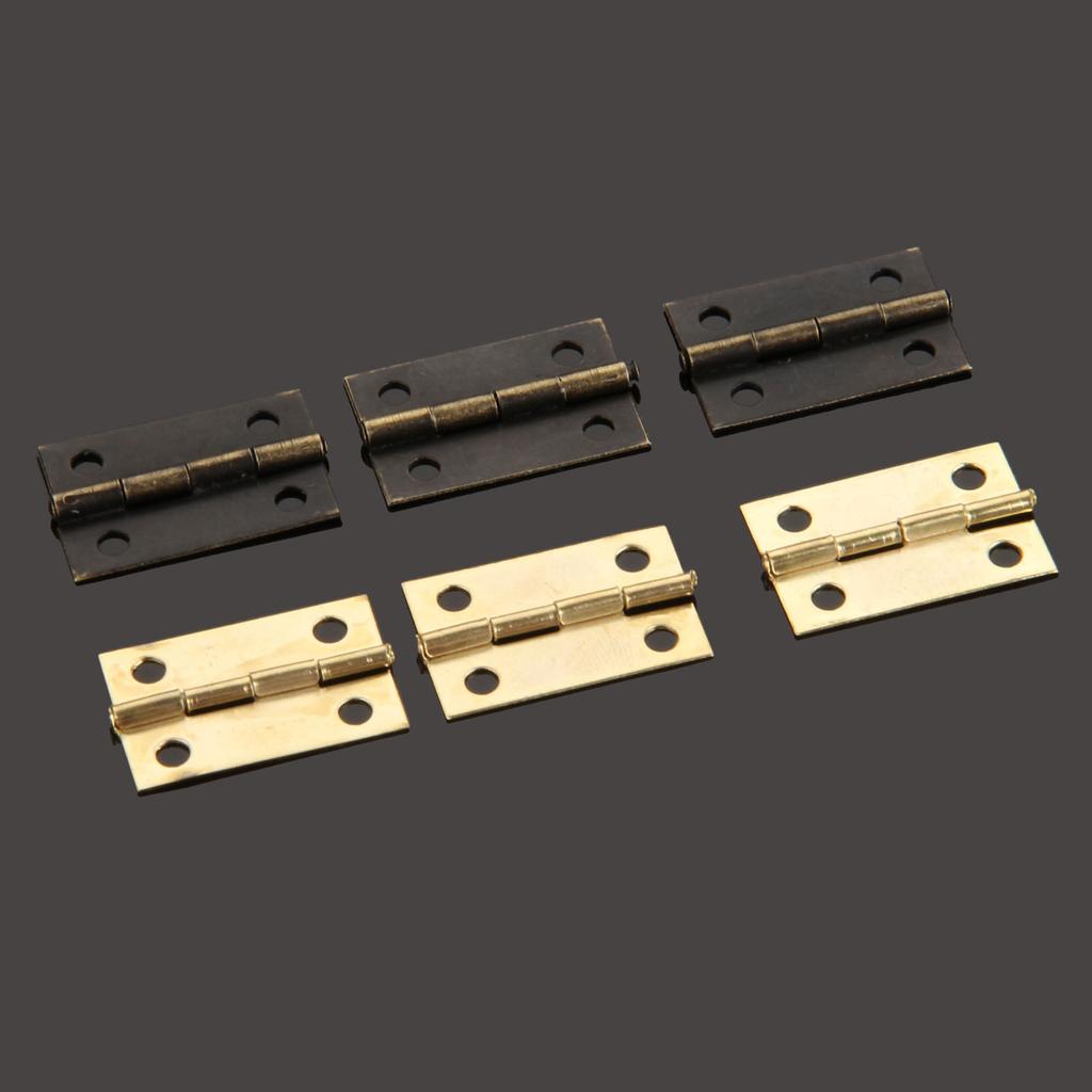 DRELD 10Pcs 24*16mm Furniture Hinges Cabinet Drawer Door Butt Hinge Antique Bronze/Gold Decorative Hinges For Jewelry Box+Screws