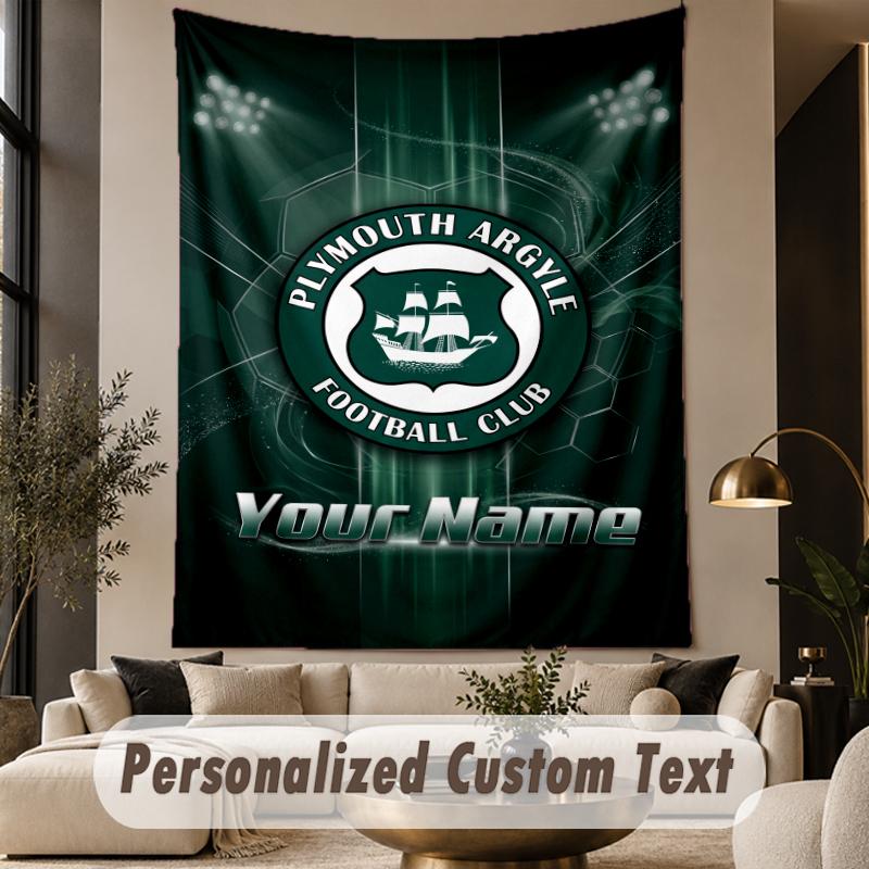 Benutzerdefinierte Text Tapisserie Plymouth Argyle FC Druck Wandteppich Innen Wohnzimmer Wanddekoration