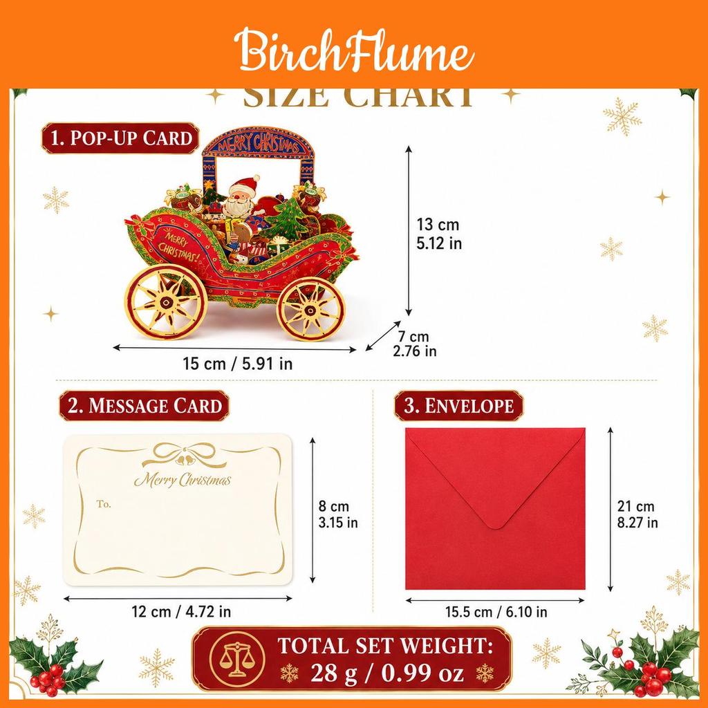 Christmas Santa Flying Car 3d Laser Cut Greeting Card With Hot Foil Embossing For Holiday Celebration