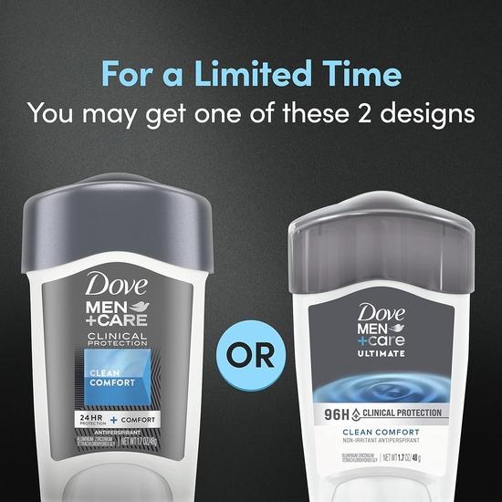 Dove Men+Care Dove Men + Care Clinical Protection Antiperspirant Deodorant Solid, Clean Comfort, 1.7 Ounce
