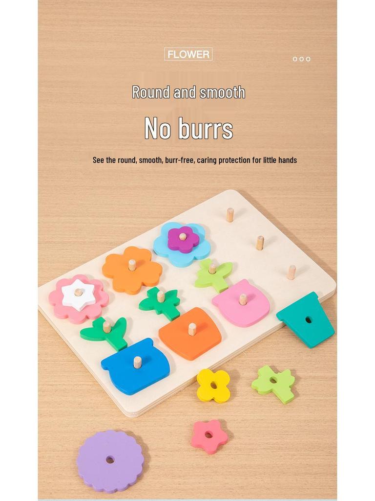 Cross-Border Educational Wooden Toys: Children's Flower and Shape Matching Jigsaw for Color Recognition