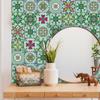 10 st Grön Blommor Prydnad Hård Keramik Väggdekal Kök Hem Renovering Väggdekaler Glänsande Yta PVC-plattor Konst väggmålning