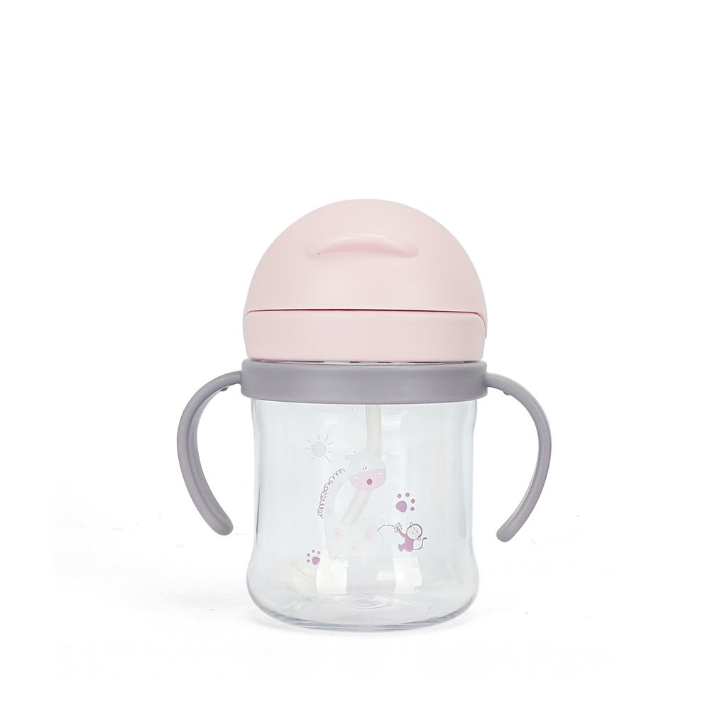 High-Quality Children Water Bottle 250ml/350ml Featuring Straw and Anti Leak Silicone Ball Wide Mouth Baby/Toddler Sippy Cup