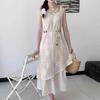 Popular Resort-Style Lace Cutout Sleeveless Dress with Ethnic Lace-Up Vest