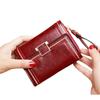 2025 Women's Retro Oil Wax Leather Accordion Wallet - Multi-Card Slot, Zipper, Short Style
